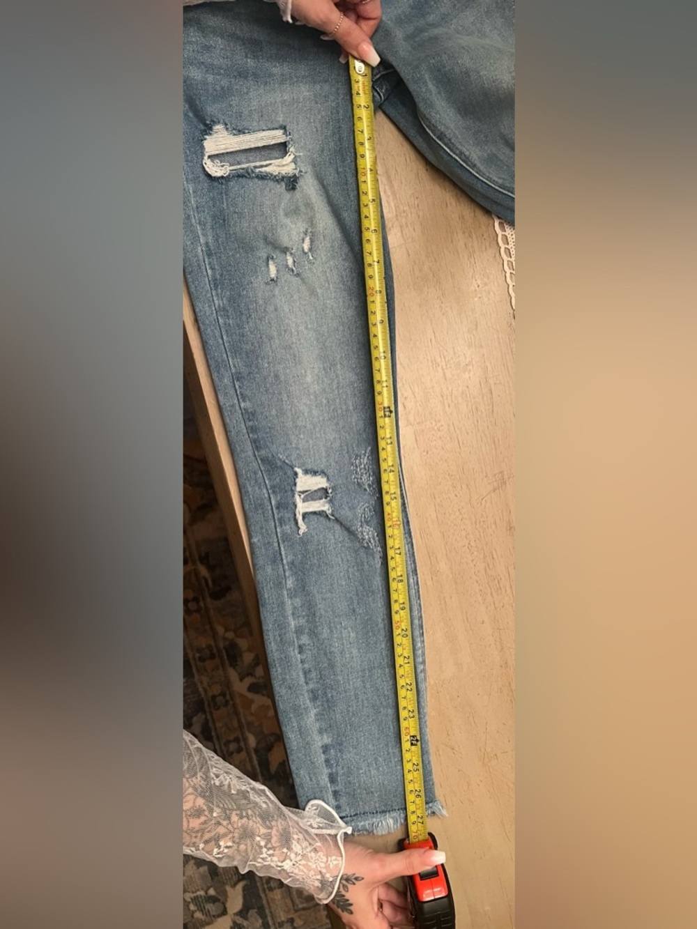 ✨ Vervet Distressed Skinny Jeans - Frayed Hem - 25 - Picture 8 of 8